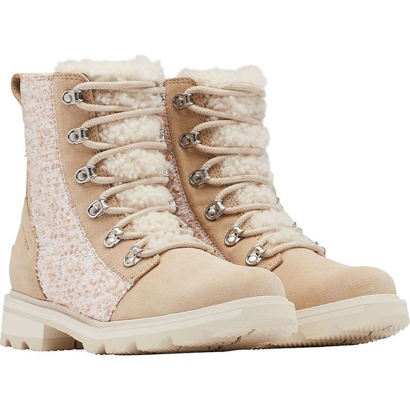Sorel Women's Lennox Lace cozy WP lamb shearling lace up boots cream 7 N… - Picture 1 of 15